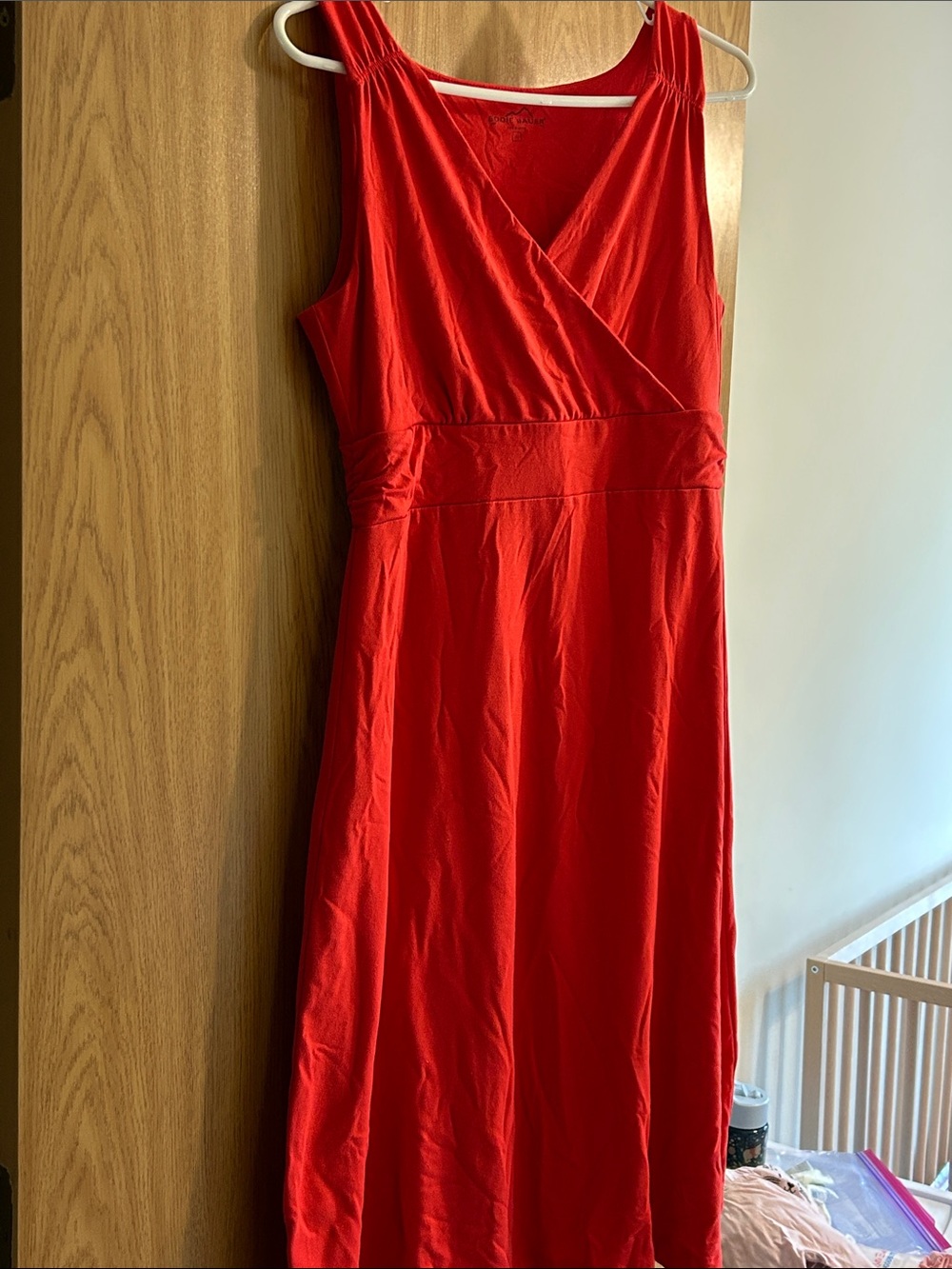 Eddie Bauer Red Sleeveless V-Neck Maxi Dress